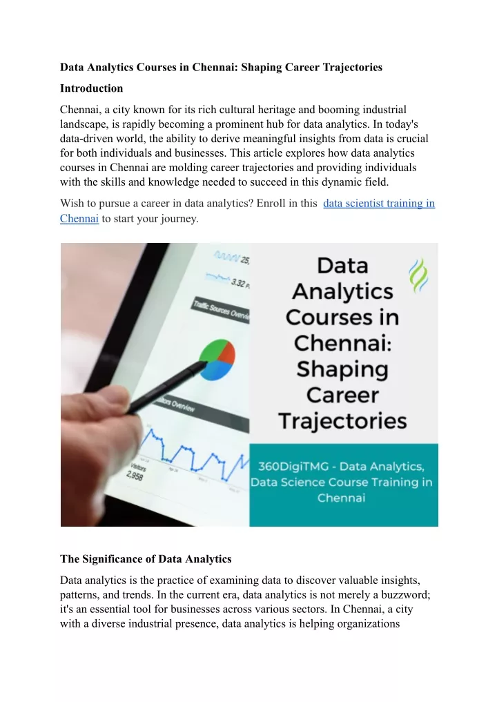 data analytics courses in chennai shaping career