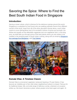 Savoring the Spice_ Where to Find the Best South Indian Food in Singapore