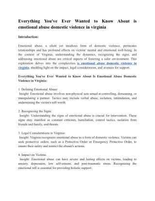 is emotional abuse domestic violence in virginia