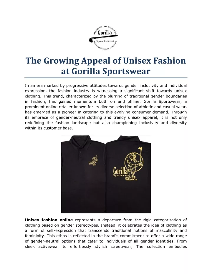 the growing appeal of unisex fashion at gorilla