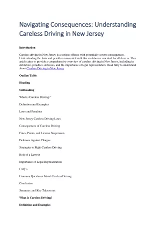 Careless Driving in New Jersey