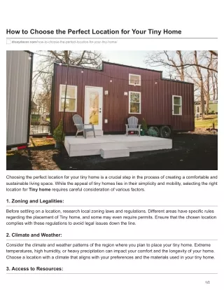Selecting the Ideal Spot for Your Tiny Home