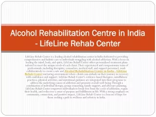 Alcohol Rehabilitation Centre in India - LifeLine Rehab