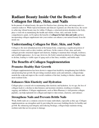 Radiant Beauty Inside Out the Benefits of Collagen for Hair