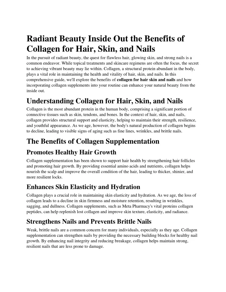 radiant beauty inside out the benefits