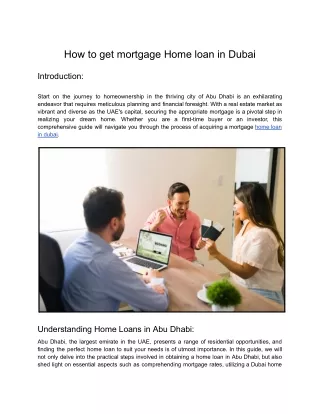 How to get mortgage Home loan in Dubai