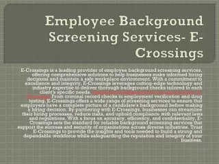 Employee Background Screening Services- E-Crossings