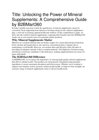 title unlocking the power of mineral supplements