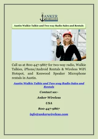 Austin Walkie Talkie and Two way Radio Sales and Rentals