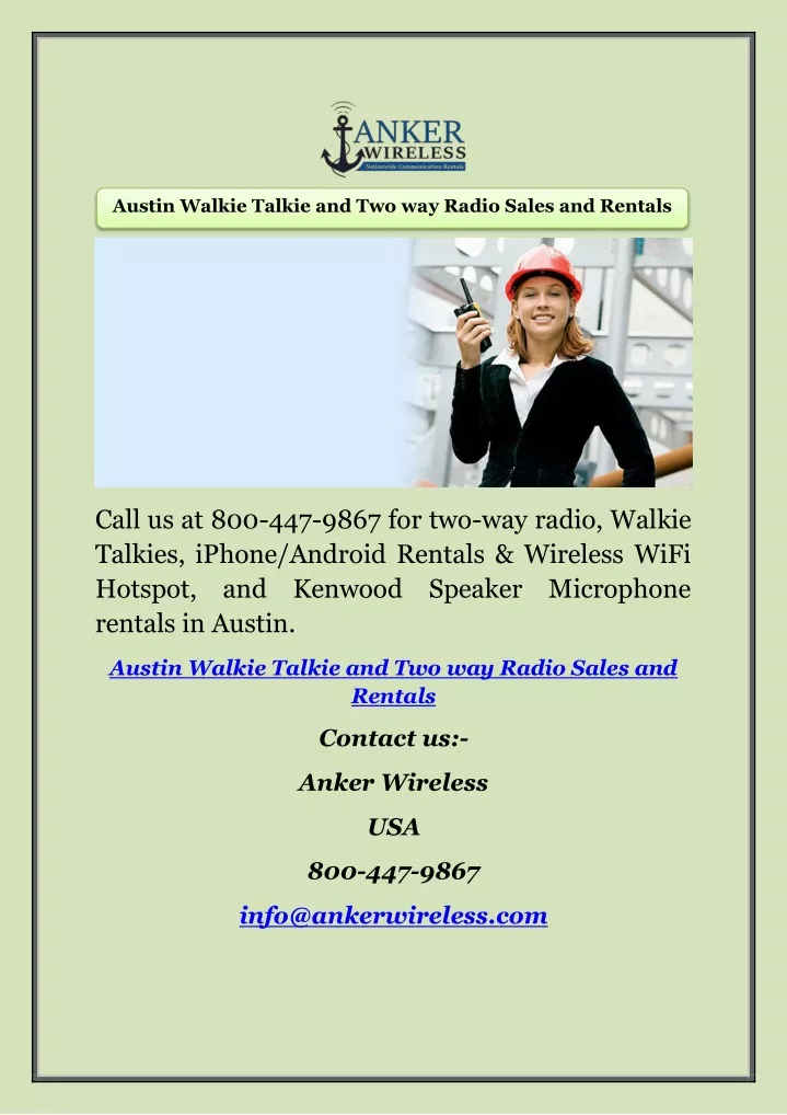 austin walkie talkie and two way radio sales