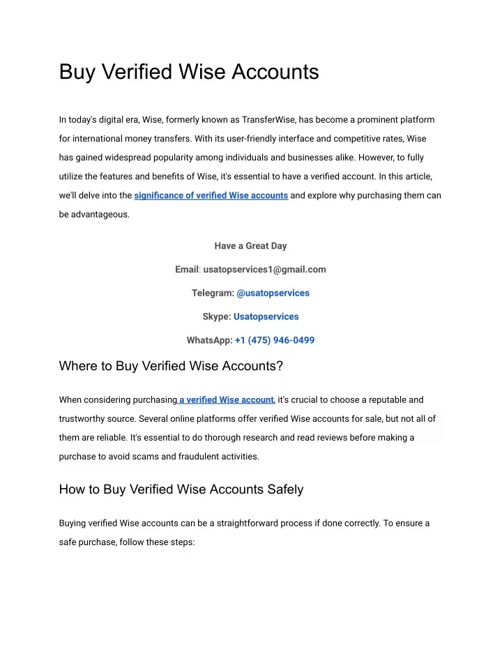 buy verified wise accounts