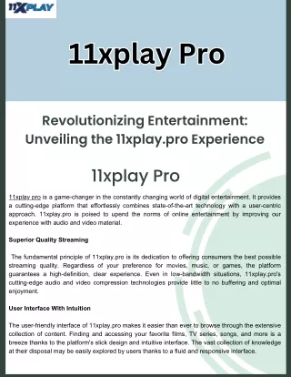 Revolutionizing Entertainment Unveiling the 11xplay.pro Experience