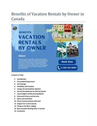 Benefits of Vacation Rentals by Owner in Canada