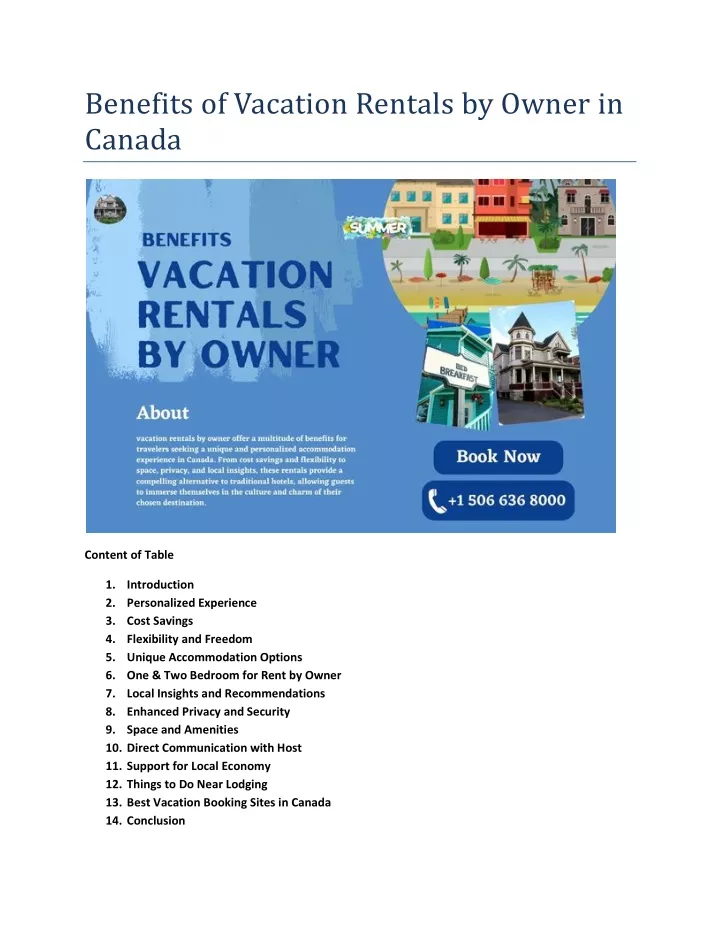 benefits of vacation rentals by owner in canada