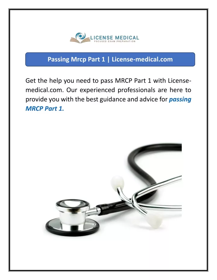 passing mrcp part 1 license medical com