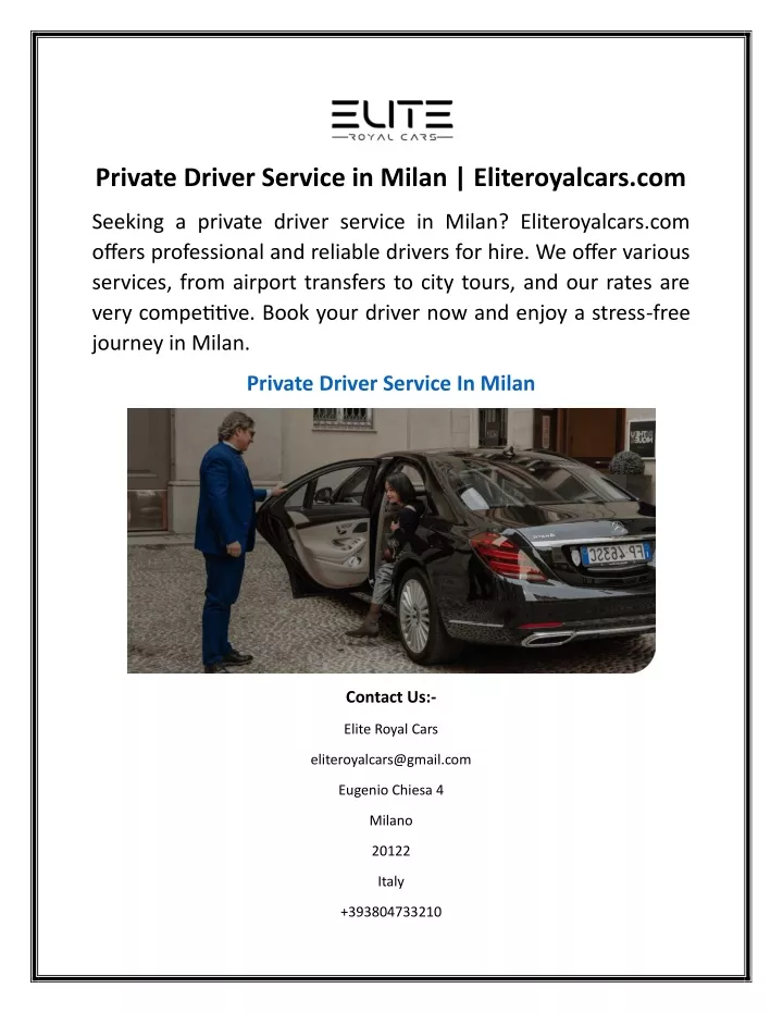 private driver service in milan eliteroyalcars com