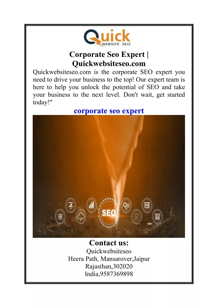 corporate seo expert quickwebsiteseo