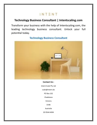 Technology Business Consultant Intentscaling