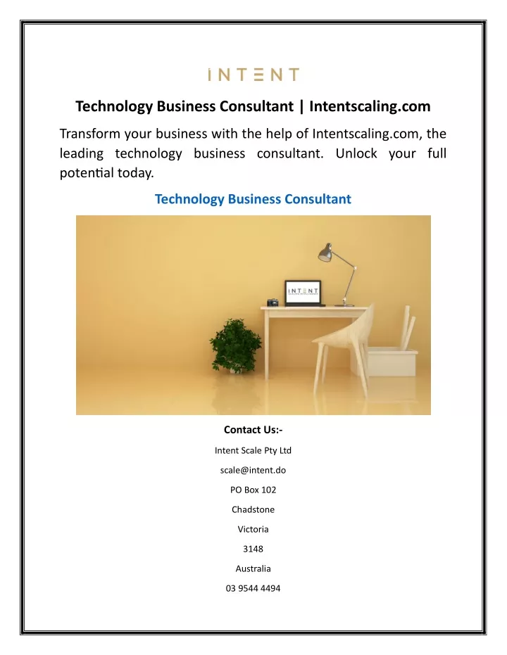 technology business consultant intentscaling com