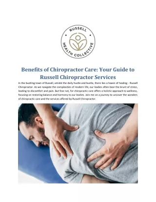 Benefits of Chiropractor Care Your Guide to Russell Chiropractor Services