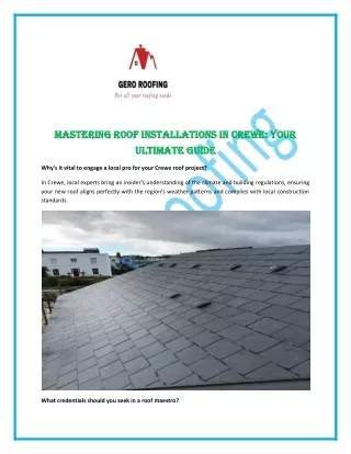 Roof Installation Services in Crewe