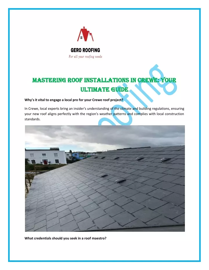 mastering roof installations in crewe your
