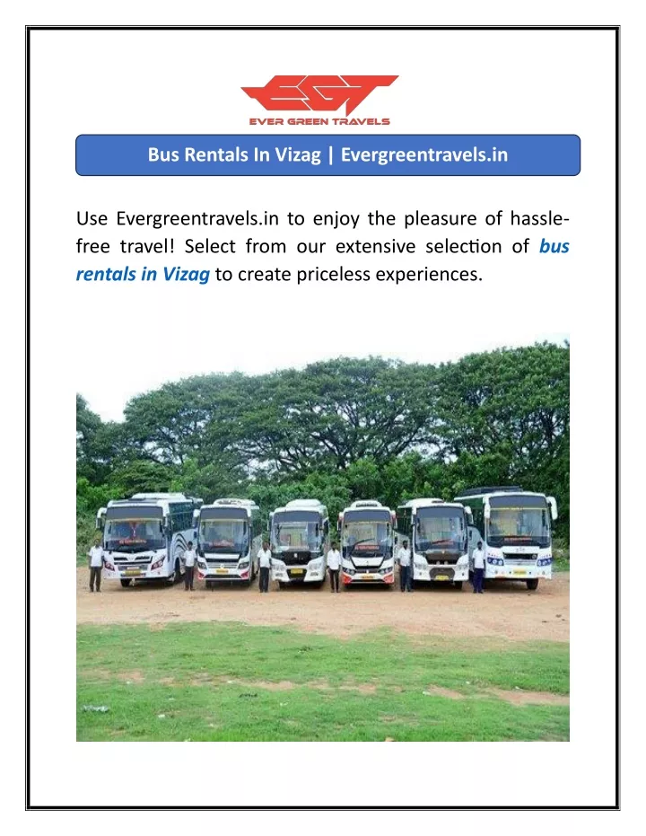 bus rentals in vizag evergreentravels in