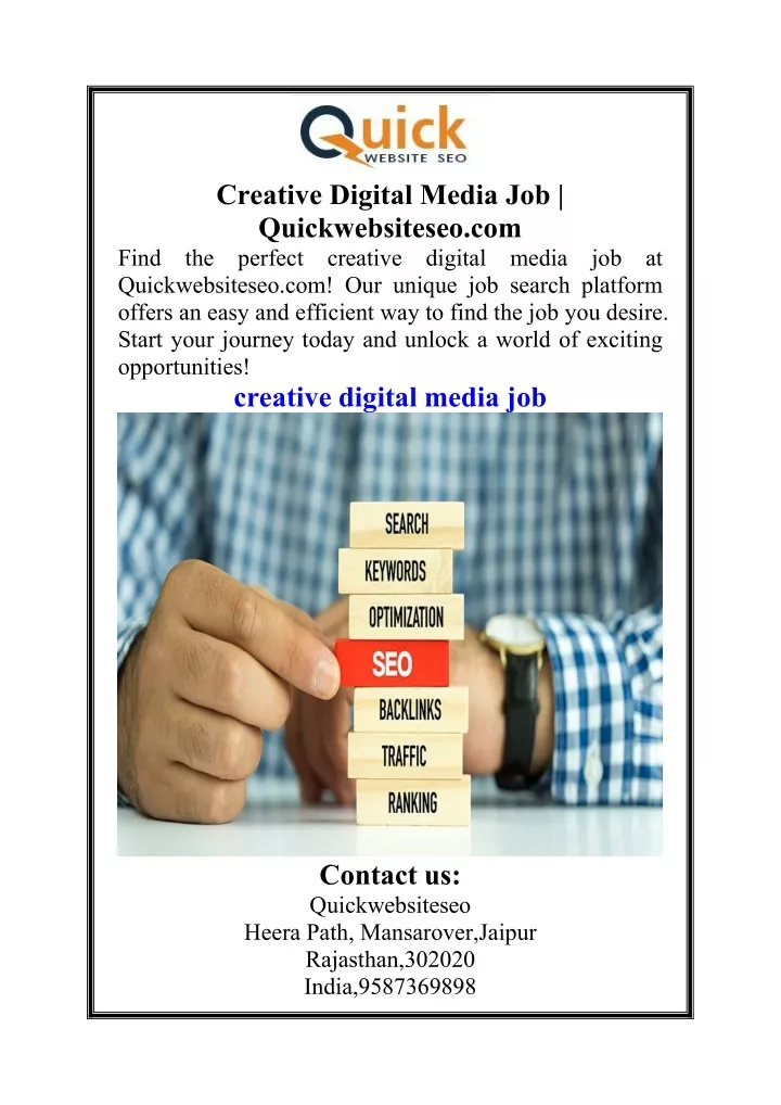 creative digital media job quickwebsiteseo