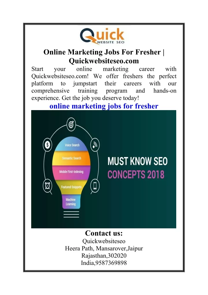 online marketing jobs for fresher quickwebsiteseo