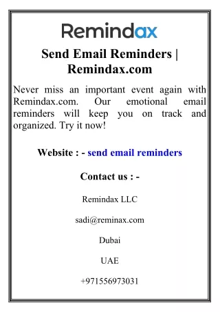 Send Email Reminders  Remindax.com