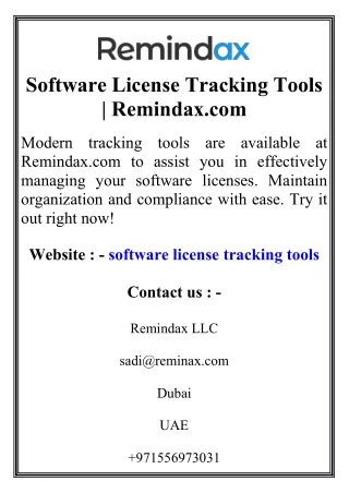 Software License Tracking Tools  Remindax.com