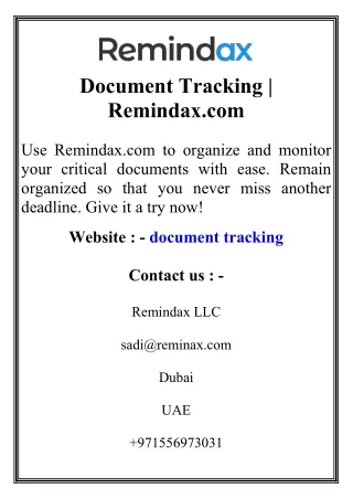 Document Tracking  Remindax.com