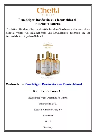 Fruchtiger Roséwein aus Deutschland  Eu.chelti.com de