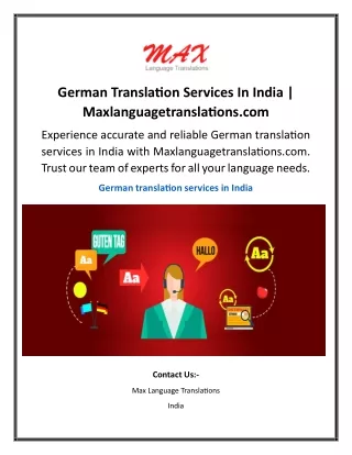 German Translation Services In India Maxlanguagetranslations