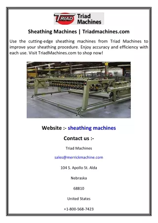 Sheathing Machines  Triadmachines.com