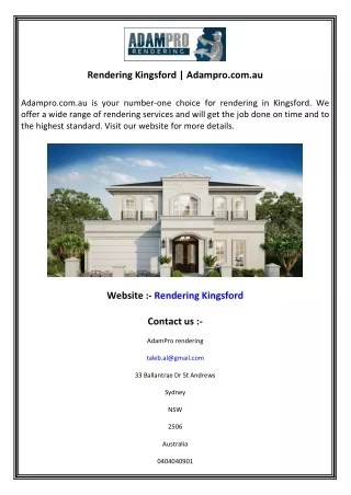 rendering kingsford adampro com au