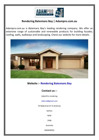 rendering batemans bay adampro com au