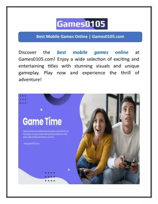 Best Mobile Games Online  Games0105.com