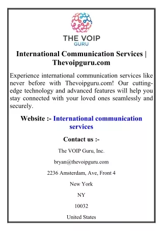 international communication services thevoipguru