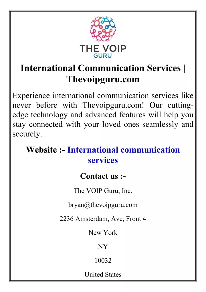 international communication services thevoipguru