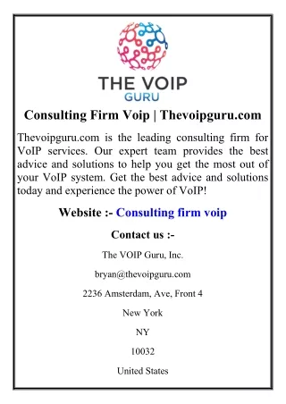 consulting firm voip thevoipguru com
