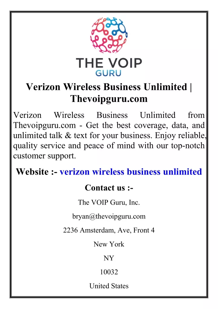 PPT - Verizon Wireless Business Unlimited Thevoipguru.com PowerPoint ...