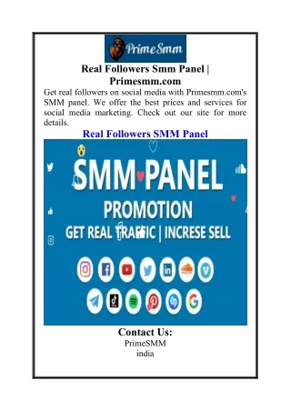 Real Followers Smm Panel  Primesmm.com