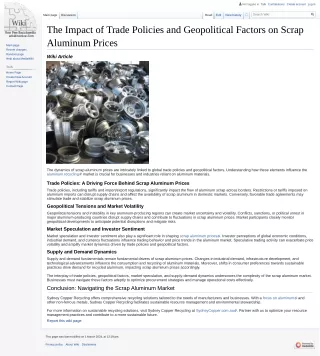 The Impact of Trade Policies and Geopolitical Factors on Scrap Aluminum Prices