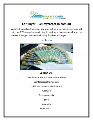 Car Buyer  Sellmycar4cash.com.au