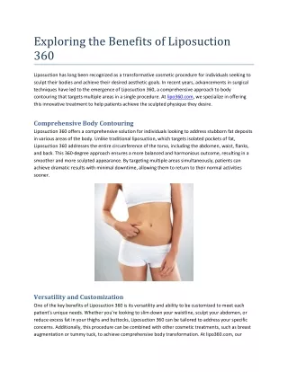 exploring the benefits of liposuction 360