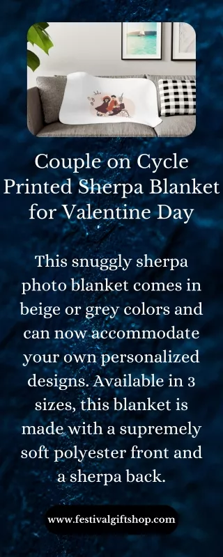 Couple on Cycle Printed Sherpa Blanket for Valentine Day