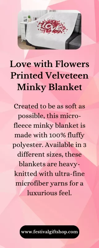 Love with Flowers Printed Velveteen Minky Blanket