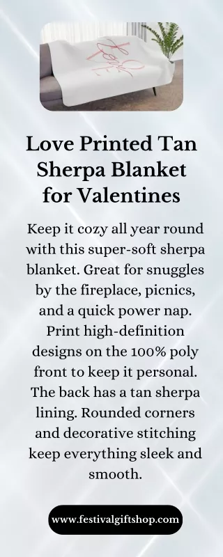Love Printed Tan Sherpa Blanket for Valentines