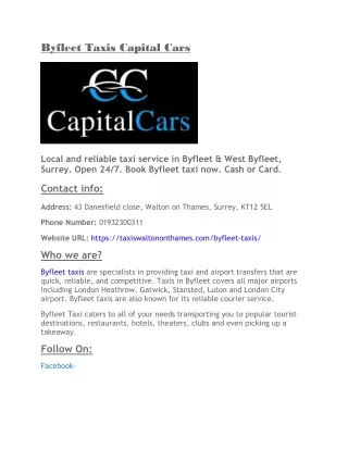 Byfleet Taxis Capital Cars